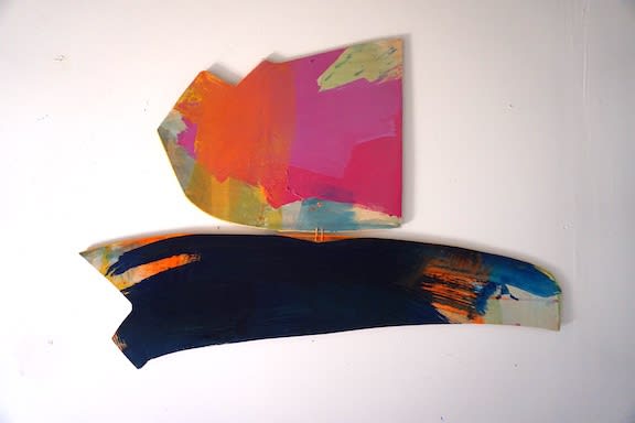 Jean Gray Mohs, On the Horizon, 2021, Acrylic and Waxed Thread on Wood, 32 x 22 inches