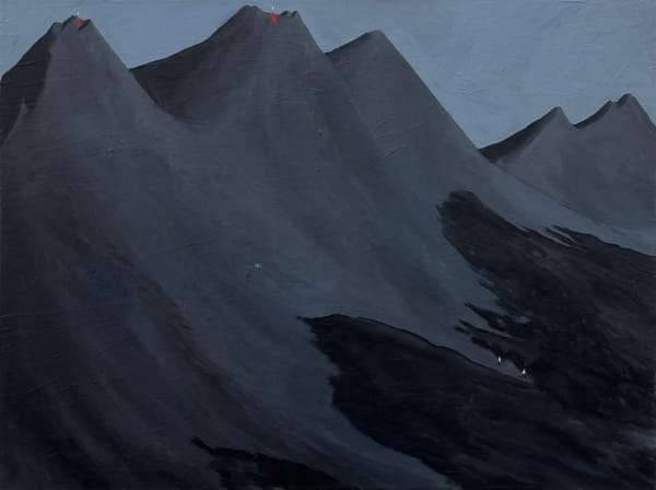 Totally Not Worth the Climb 2024 Oil and haki’s fur on canvas 60 x 80 cm Image by Saba Gorgodze