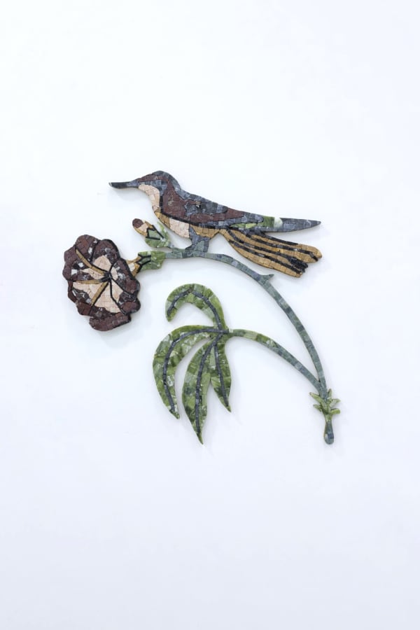 Gvantsa Jishkariani Heavy as Wind 2024 Marble mosaic on wood 47 x 50 cm (18.5 x 19.6 in)