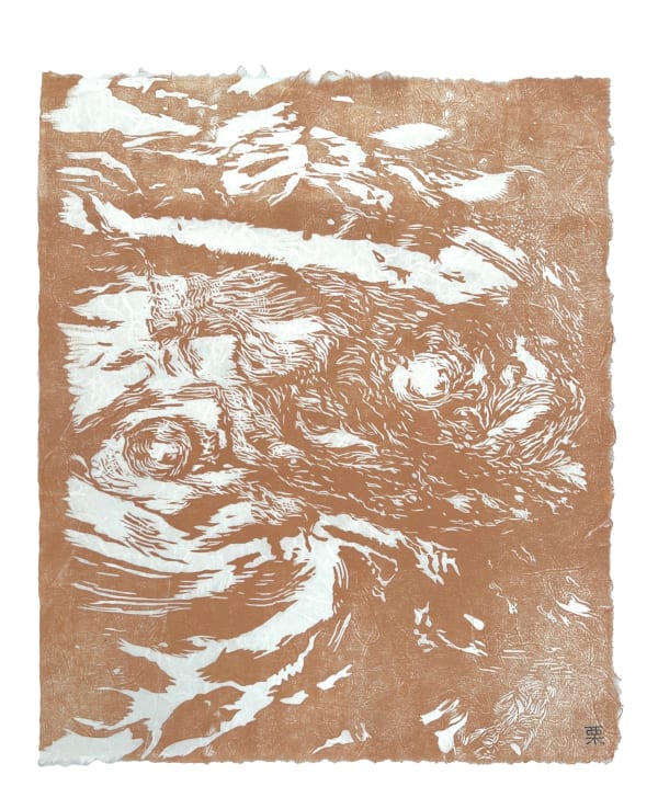 Kristen McClarty I am still here (Proof 1) Woodblock print on light weight hand made Japanese paper Artist Proof 1/1 49 x 59 cm