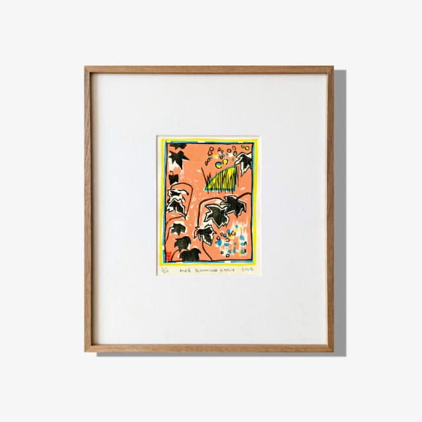 Adrian Holmes ACER BLOOMING EARLY, 2025 Woodblock Print on 87gsm Kozoshi paper from Echizen, Japan. 100% Mulberry (Kozo) handmade using traditional processes. Edition of 20 Print size: 17 × 13 cm Framed size: 40 × 35 cm Framing: Hand-built solid oak wood frame with a slim profile. The print is window mounted using archival materials and protected with TruVue 70% UV art glass. The frame can be custom-stained for a darker finish upon request.