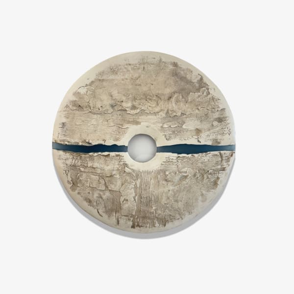 Peter Hayes, White Disc with Blue Wave, 2024
