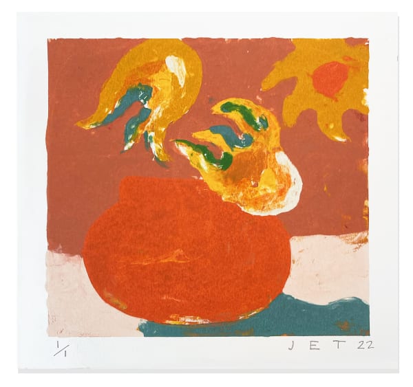 Jack Tierney, SUNFLOWERS IN AN ORANGE VASE, 2022