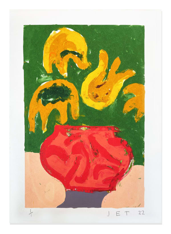 Jack Tierney, SUNFLOWERS IN A RED VASE, 2022
