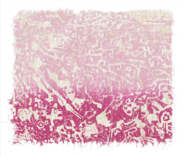 Kristen McClarty A forgotten language #4 (in magenta ombre), 2025 Woodcut state print on Japanese Asarakusui 27 gsm Edition 4 of 5 43cm x 52cm