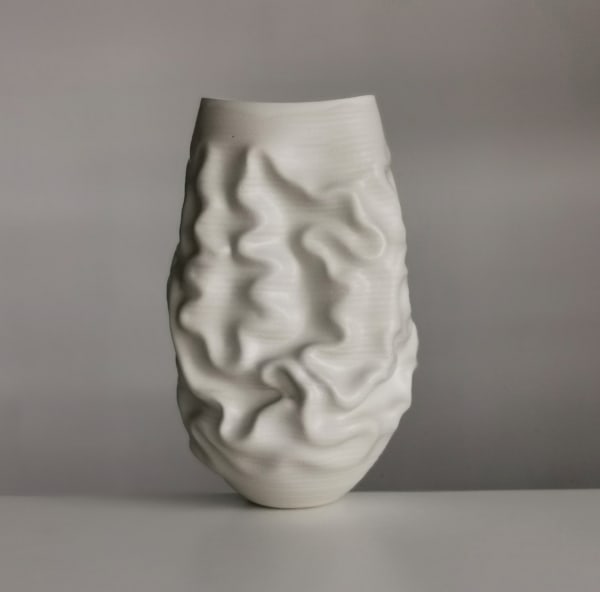 Nicholas Arroyave-Portela Tall White Dehydrated Form, 2021 White St.Thomas clay, Stoneware glazes, multi fired to cone 9 (1260 degrees) 44 x 25 x 20 cm