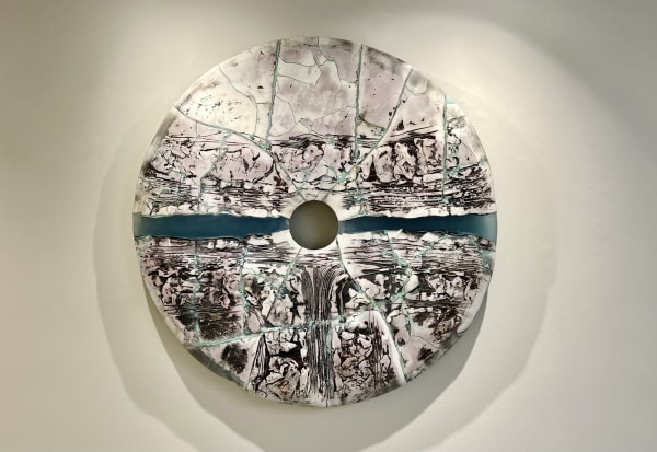 Peter Hayes, Raku Disc with Blue Wave , 2023