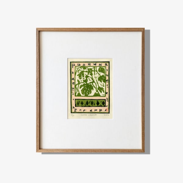 Adrian Holmes SWISS CHEESE, 2025 Woodblock Print on 87gsm Kozoshi paper from Echizen, Japan. 100% Mulberry (Kozo) handmade using traditional processes. Edition of 20 Print size: 17 × 13 cm Framed size: 40 × 35 cm Framing: Hand-built solid oak wood frame with a slim profile. The print is window mounted using archival materials and protected with TruVue 70% UV art glass. The frame can be custom-stained for a darker finish upon request.