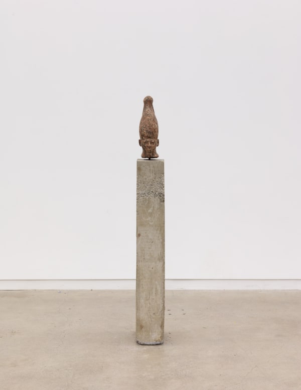 Sculpture of Hatshepsut from Egypt; early 20th century; carved red Aswan granite on cement exhibition base; unique.