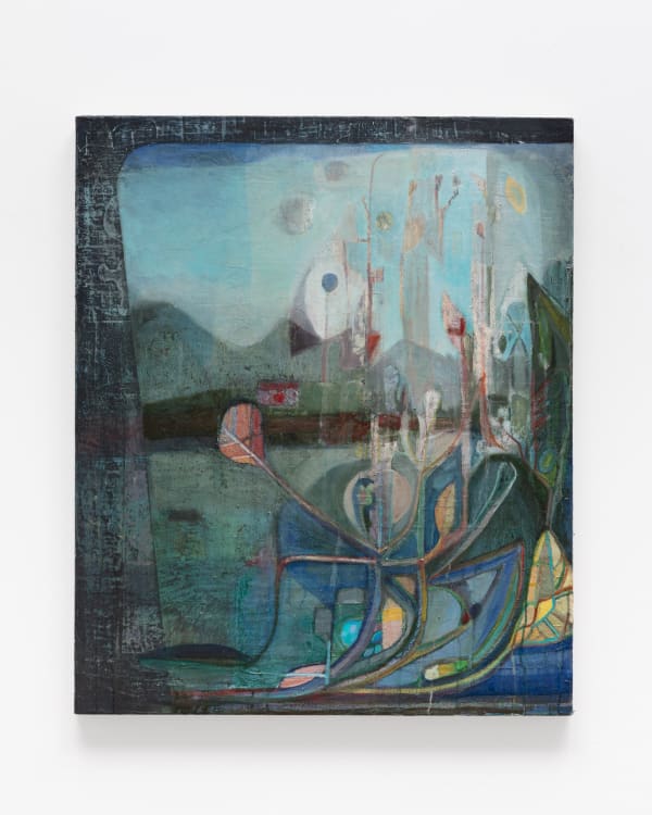 Margaux Smith (Canadian, b. 1992) Travel Advisory 2022 oil on canvas; unique 30 x 36 inches, unframed signed, titled and dated in ink on the reverse