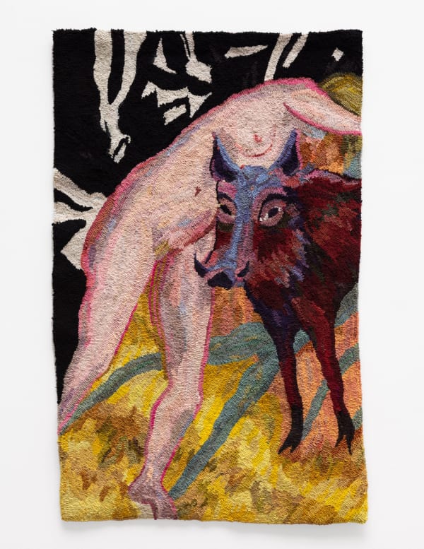 Heather Goodchild Midnight Encounter, 2022 dyed wool and burlap 51 x 32" unique