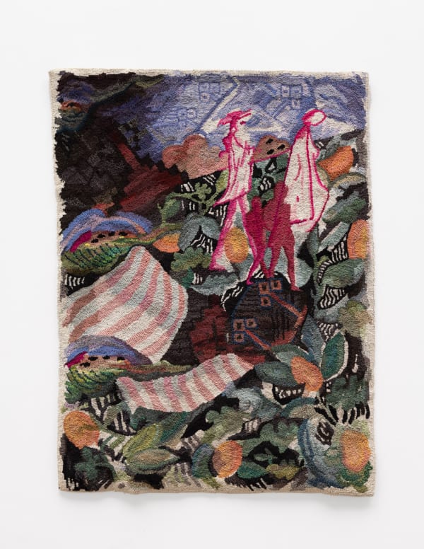 Heather Goodchild Old Friends, 2021 - 2022 dyed wool and burlap 51 x 39" unique