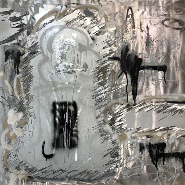 Shinnosuke Tojo, Unnamed, 2022 Steel plate, pigment, acrylic, transcription, 91.7×91.7cm