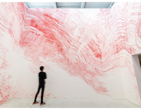 RED DOT (BIO), 2020, acrylic on wall 6M×6M 4sides:138.66㎡