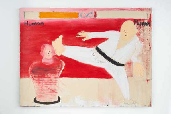 Shinya Azuma, ROUND 1 Ready Fight!! (KARATE), 2024, oil on canvas, 194x259cm Photo by Yuji Imamura