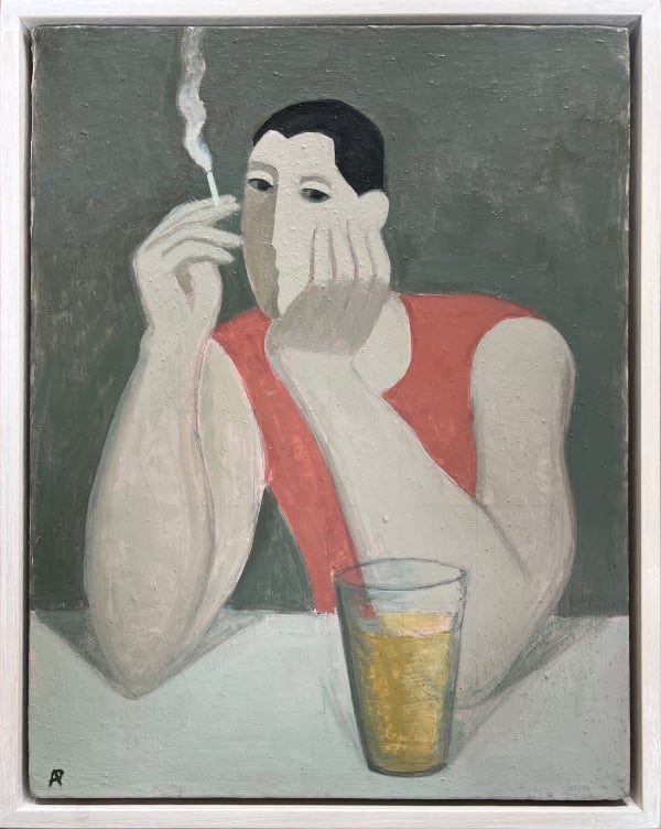 Relaxing with a Beer, 2022 Ann Payne Acrylic on Canvas 49cm x 39cm x 4cm