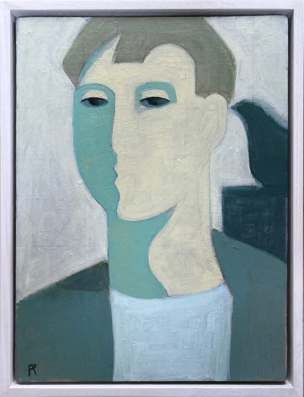 Boy with Topiary, 2022 Ann Payne Acrylic on Canvas 44cm x 34cm x 4cm