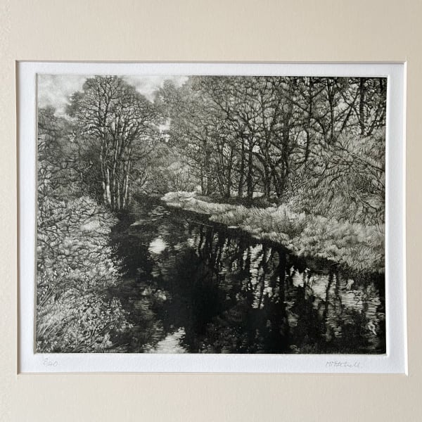 Lenwade Bridge (unframed) , 2022 Martin Mitchell Mezzotint on paper, presented in mount board Unframed 35cm x 39cm Plate size: 19.5cm x 24.5cm Edition of 40