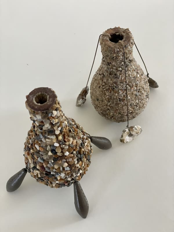 Pair of Shingle Vessels with Lead