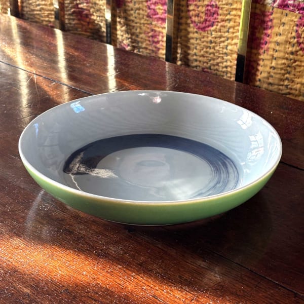 Medium Green and Celadon Dish with blue brush decoration