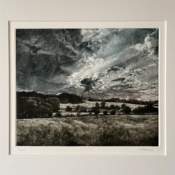 Marriott's Morning (unframed) , 2022 Martin Mitchell Mezzotint on paper, presented in mount board Unframed 39cm x 42cm Plate size: 20.5cm x 24.5cm Edition of 25