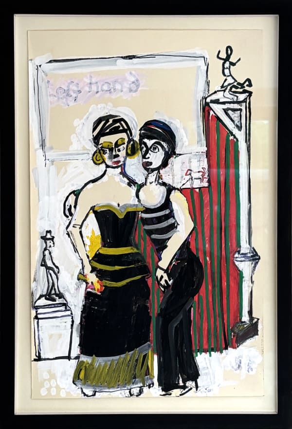 The Portrait of the Friends, 2024 John Kiki Collage and acrylic on canvas Framed 47 x 32 x 4.5 cm Black painted wood frame, glazed