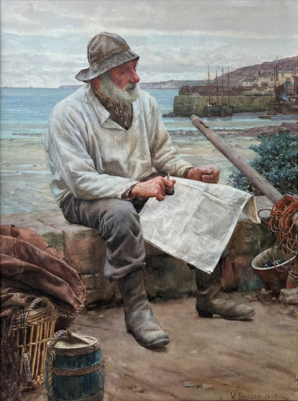 The News, Newlyn Harbour by Walter Langley