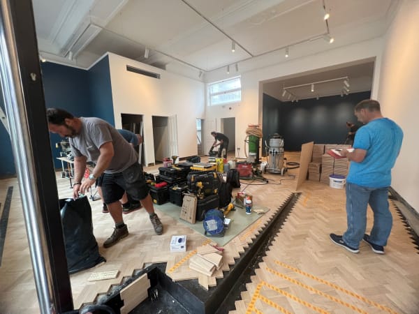 The new floor goes down