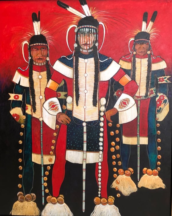 Three Crow Indian Hot Dancers 60X48 Red Star
