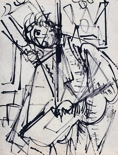 Hans HOFMANN (1880-1966) Self Portrait, c. 1935 India ink on paper 11 x 8 ½ inches / 27.9 x 21.6 cm