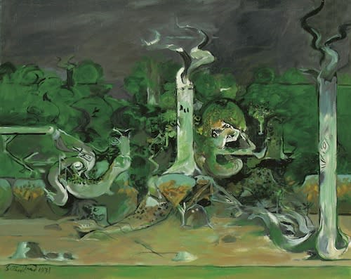 Graham SUTHERLAND (1903 – 1980) Forest and River, 1971 Oil on canvas 35 x 43 inches / 88.9 x 109.2 cm Signed and dated lower left and inscribed and dated verso