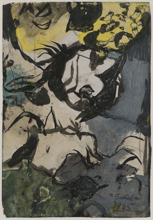 Graham SUTHERLAND (1903 – 1980) Study for Entrance to a Lane, 1945 Gouache 6 ¼ x 4 3/8 inches / 16 x 11 cm Signed and dated lower right