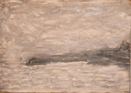 L.S. LOWRY (1887 – 1976) Untitled (Seascape with Black Coastline), 1965 Oil on board 10 x 14 inches / 25.4 x 30.5 cm Signed and dated Lowry 1965 lower right