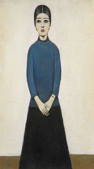 L.S. LOWRY (1887 – 1976) Ann, Undated Oil on board 12 . x 7 inches / 31.7 x 17.7 cm
