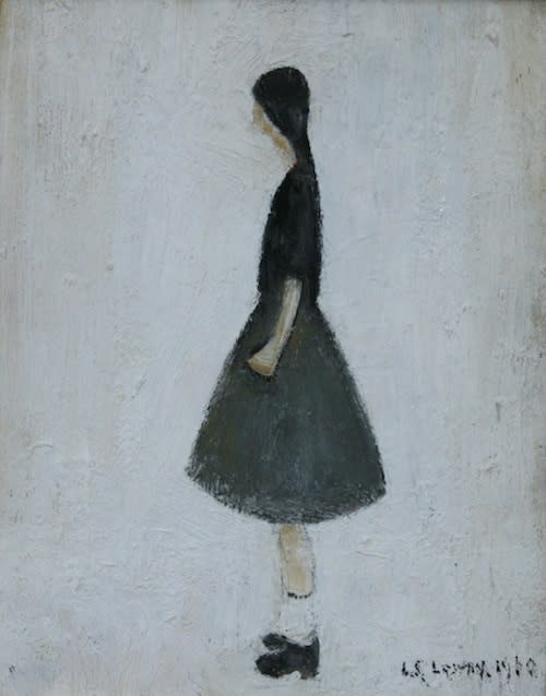 L.S. LOWRY (1887 – 1976) Portrait of a Girl with Short White Socks, 1960 Oil on board 8 . x 6 . inches / 21.5 x 15.9 cm Signed and dated lower right