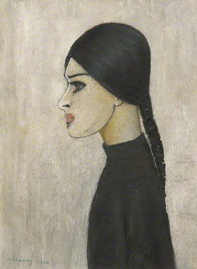 L.S. LOWRY (1887 – 1976) Portrait of Ann (with plait and black jumper), 1954 Oil on board 13 . x 10 inches / 35 x 25.4 cm Signed and dated lower left