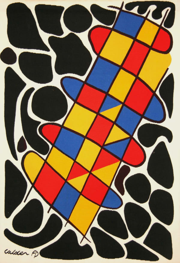 Alexander CALDER (1898 – 1976) Noir autour de couleurs, c.1960 Tapestry made for the artist by Pinton Aubusson in an edition of 6 plus 2 artists proofs 64 x 44 ½ inches / 1.63 x 1.13 cm Marque signed and numbered Calder F.P. Ex. A