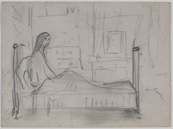 Laurence Stephen Lowry, (Untitled) Figure In Bed, undated