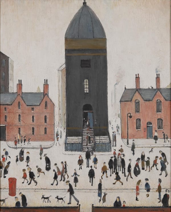 L.S. LOWRY, Street Scene with Old Church Tower, 1964