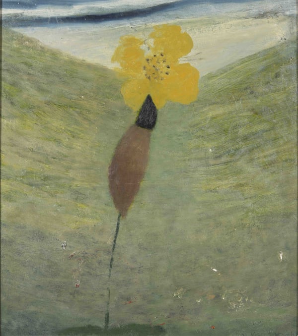 Mary Newcomb, Spring bird tearing yellow flower , 1971