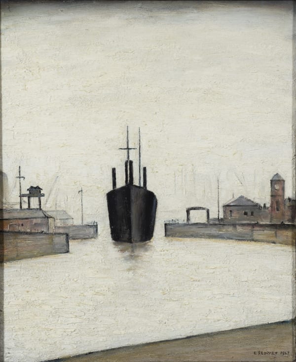 Laurence Stephen Lowry, Ship Entering Glasgow Dock , 1947