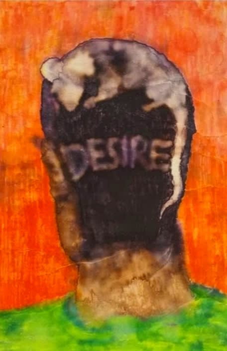 Desire, 2019, Marker on paper mounted on wood, 30 x 21 cm by Marla Bendini