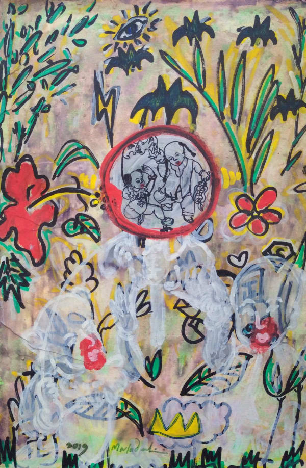 Ghost Children: 'Be Wise. Be Brave. Be Tricky.', 2019, Marker on paper mounted on wood, 30 x 21 cm by...