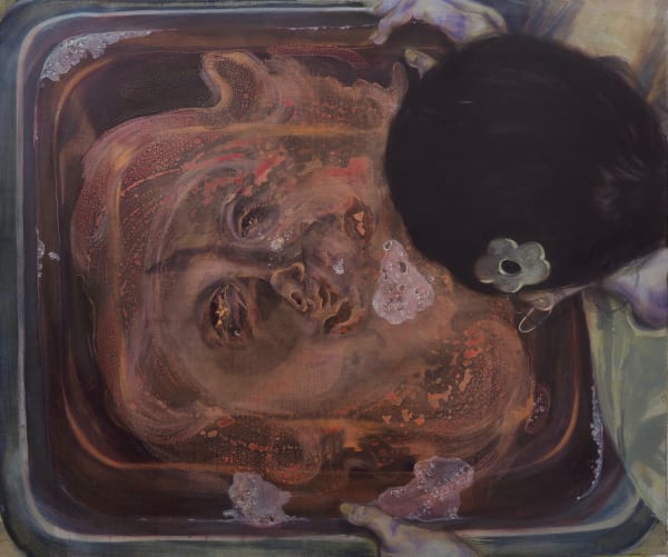 Aisha Rosli Rotten Apple, 2024 Acrylic, oil, and graphite on canvas 101.5 x 122 cm