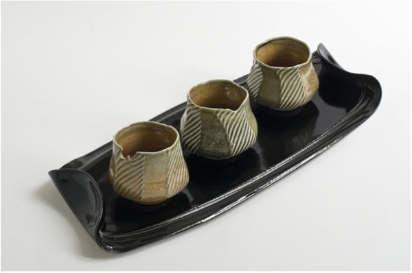 Andrew Deem, Black Platter and Shino Bowls, 2014