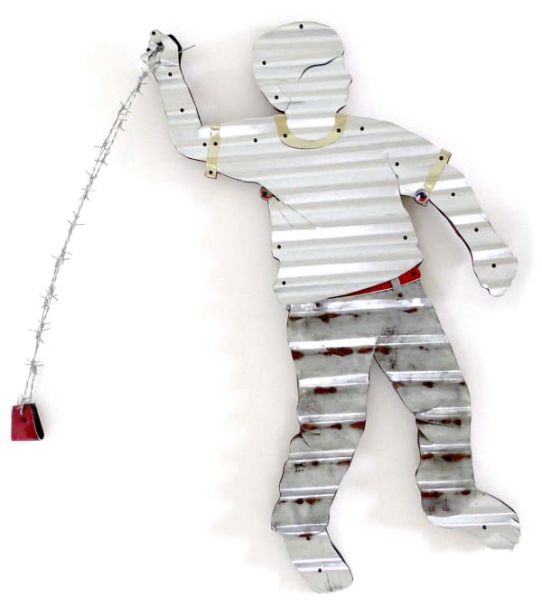 Stone thrower, corrugated and barbed wire