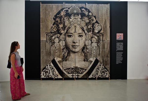 YZ at CAFA Art Museum in Beijing, China Mixed media on antic doors