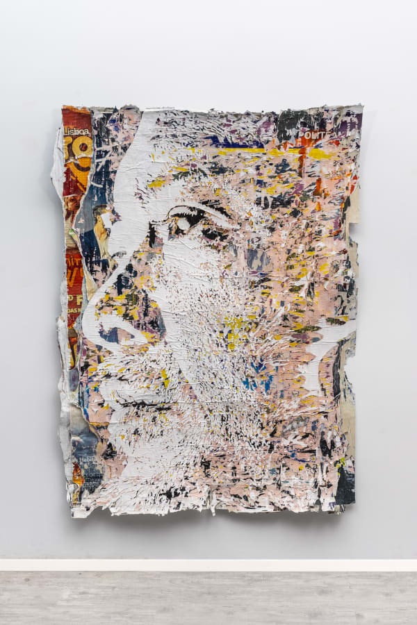 Vhils Beam series #15, 2021 Hand-carved advertising posters 178 x 120 cm 70 1/8 x 47 1/4 in