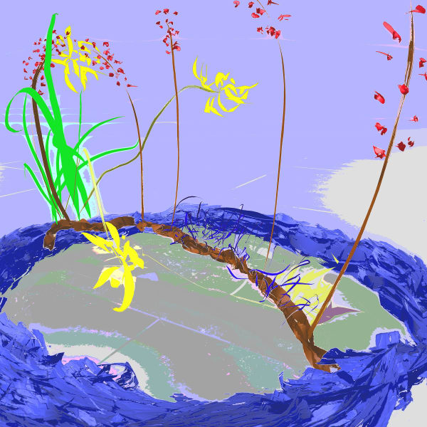 Flirty Arrangement, 2023 Mixed Reality on Canvas 32 x 32 in Series: Arrangements