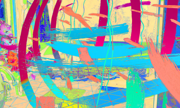 Darcy Gerbarg Vibrant Band, 2018 18 in x 32 in AR Enhanced Painting on Canvas